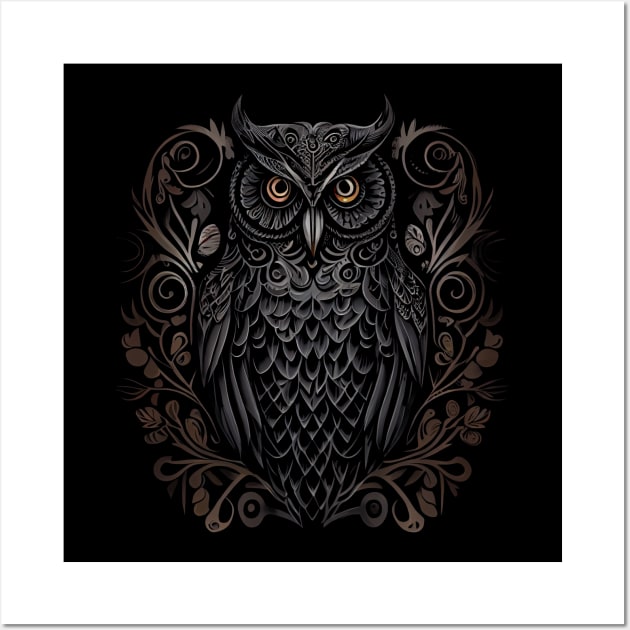 painting in dark style about the life of a Owl Head Wall Art by gblackid